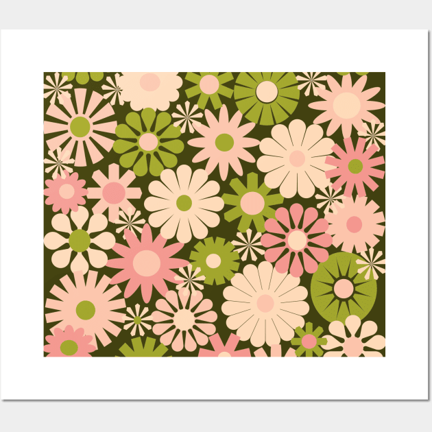 Pastel Color Pattern Vintage Flower Design Wall Art by Indigo Thoughts 